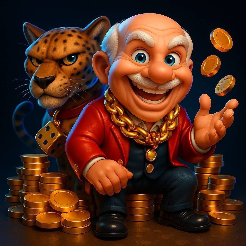 賀禮翁角色形象，微笑拋金幣象徵幸運與財富